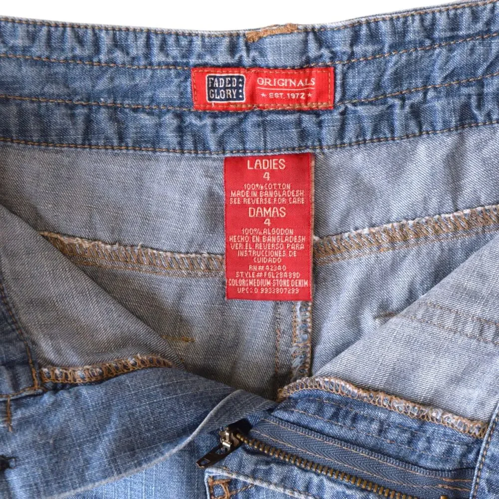 Vintage Faded Glory Y2K Denim Capri Jeans - Size 4 - Drawstring Hem - Picture 4 of 8